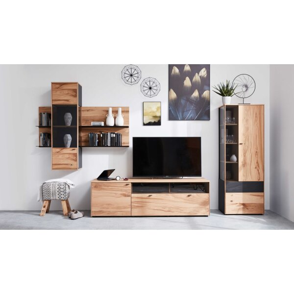 Interliving Esszimmer Serie 5604 - Wohnwand Eiche rustico & Anthrazit - fünfteilig, Breite ca. 365 cm