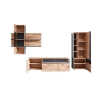 Interliving Esszimmer Serie 5604 - Wohnwand Eiche rustico & Anthrazit - fünfteilig, Breite ca. 365 cm