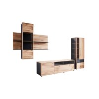 Interliving Esszimmer Serie 5604 - Wohnwand Eiche rustico & Anthrazit - fünfteilig, Breite ca. 365 cm