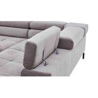 SOFAkultur Programm SK 745 2.0 - Ecksofa silberfarbener Bezug Velvet - Stellfläche ca. 276 x 219 cm