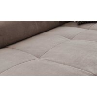 SOFAkultur Programm SK 745 2.0 - Ecksofa silberfarbener Bezug Velvet - Stellfläche ca. 276 x 219 cm