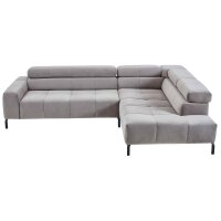 SOFAkultur Programm SK 745 2.0 - Ecksofa silberfarbener Bezug Velvet - Stellfläche ca. 276 x 219 cm