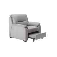 Modulmaster MM-PP1009 - Polstersessel mit Hocker graue Mikrofaser Holiday & schwarze Holzfüße