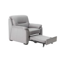 Modulmaster MM-PP1009 - Polstersessel mit Hocker graue Mikrofaser Holiday & schwarze Holzfüße