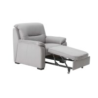 Modulmaster MM-PP1009 - Polstersessel mit Hocker graue Mikrofaser Holiday & schwarze Holzfüße