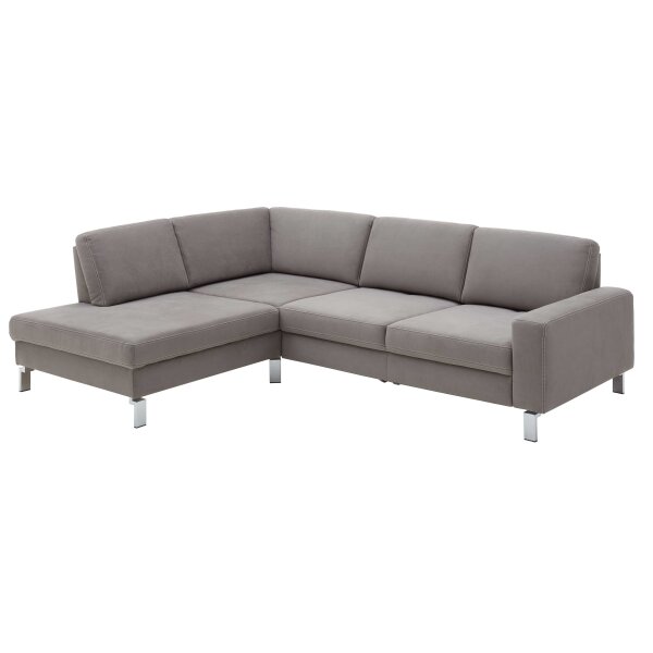 SOFAkultur Programm SK 239 - Ecksofa fangofarbener Bezug Crown & Chromfüße – Stellfläche ca. 202 x 259 cm