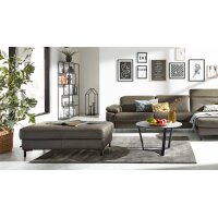 Interliving Sofa Serie 4054 – Funktionshocker steingrauer LongLife-Leder Vivre & schwarze Metallfüße – ca. 130 x 60 cm