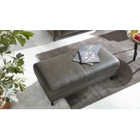 Interliving Sofa Serie 4054 – Funktionshocker steingrauer LongLife-Leder Vivre & schwarze Metallfüße – ca. 130 x 60 cm