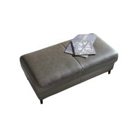 Interliving Sofa Serie 4054 – Funktionshocker steingrauer LongLife-Leder Vivre & schwarze Metallfüße – ca. 130 x 60 cm