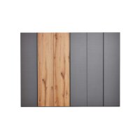 Interliving Schlafzimmer Serie 1025 – Kleiderschrank Graphit & Balkeneiche gehackt - sechs Türen, Breite ca. 299 cm