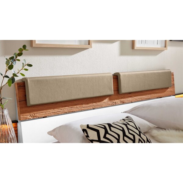 Interliving Schlafzimmer Serie 1025 – Kopfteilpolster-Set Länge ca. 82 cm - taupefarbenes Kunstleder