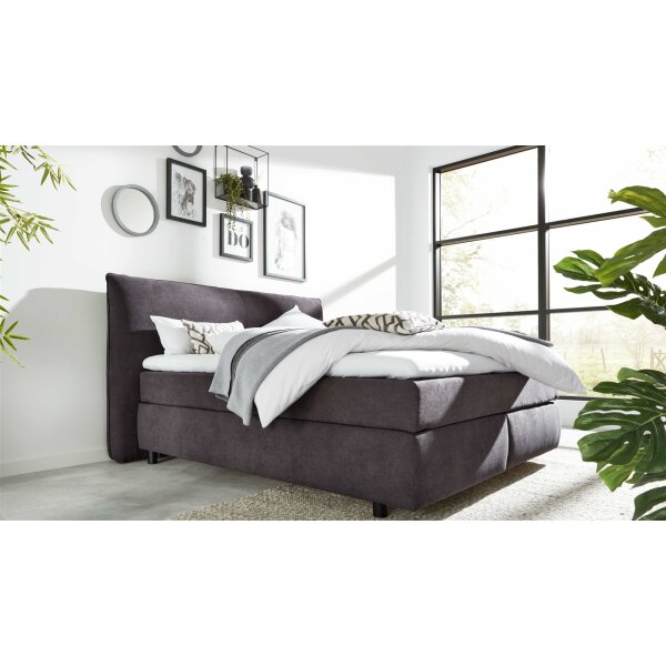 Interliving Bettsystem Serie 1414 - Boxspringbett dunkelgrauer Stoffbezug ENF 09 - Liegefläche ca. 180 x 200 cm
