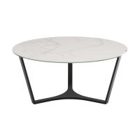 Interliving Couchtisch Serie 6208 - Couchtisch Weiß marmorfarbene Keramik & schwarzer Stahl - Durchmesser ca. 90 cm