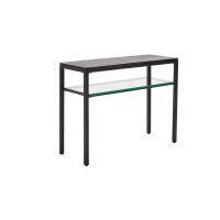 Interliving Couchtisch Serie 6210 - Konsoltisch zementgraue Keramik & schwarzer Stahl - ca. 100 x 38 cm