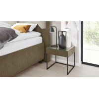Interliving Bettsystem Serie 1414 - Nachtkonsole olivgrüner Stoffbezug GCP 333 - ca. 49 x 45 cm