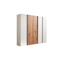 Interliving Schlafzimmer Serie 1025 – Kleiderschrank Weiß & Balkeneiche gehackt - fünf Türen, Breite ca. 249 cm