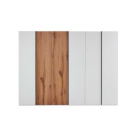 Interliving Schlafzimmer Serie 1025 – Kleiderschrank Weiß & Balkeneiche gehackt - fünf Türen, Breite ca. 249 cm