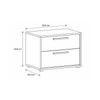 Interliving Schlafzimmer Serie 1023 – Nachtkommode Breite ca. 64 cm - Taupe & Balkeneiche, zwei Schubladen