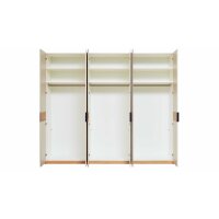 Interliving Schlafzimmer Serie 1023 – Kleiderschrank Weiß & Balkeneiche - sechs Türen, Breite ca. 269 cm