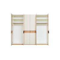 Interliving Schlafzimmer Serie 1023 – Kleiderschrank Weiß & Balkeneiche - sechs Türen, Breite ca. 269 cm