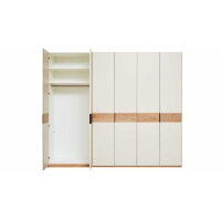 Interliving Schlafzimmer Serie 1023 – Kleiderschrank Weiß & Balkeneiche - sechs Türen, Breite ca. 269 cm