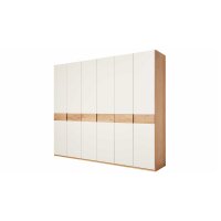 Interliving Schlafzimmer Serie 1023 – Kleiderschrank Weiß & Balkeneiche - sechs Türen, Breite ca. 269 cm