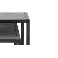 Beistelltisch-Set Seaford im Industrielook bzw. Beistelltische schwarz Esche – zweiteilig