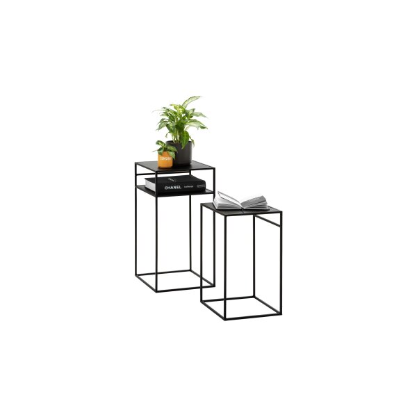 Beistelltisch-Set schwarzes Metall - zweiteilig