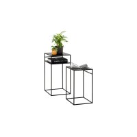 Beistelltisch-Set schwarzes Metall - zweiteilig
