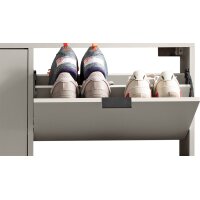 Kommodenserie Bonnie - Schuhschrank kreidegrauer Mattlack - vier Klapptüren, Breite ca. 120 cm