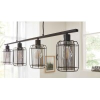 Interliving Leuchten Serie 9331 - Hängeleuchte Rauchglas & Mattschwarz – Länge ca. 98 cm