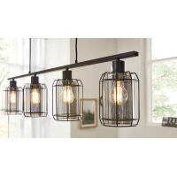 Interliving Leuchten Serie 9331 - Hängeleuchte Rauchglas & Mattschwarz – Länge ca. 98 cm