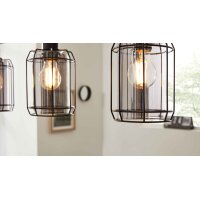Interliving Leuchten Serie 9331 - Hängeleuchte Rauchglas & Mattschwarz – Länge ca. 98 cm