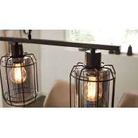 Interliving Leuchten Serie 9331 - Hängeleuchte Rauchglas & Mattschwarz – Länge ca. 98 cm