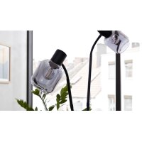 Interliving Leuchten Serie 9341 - Stehleuchte Rauchglas & Mattschwarz – Höhe ca. 148 cm