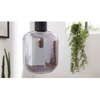Interliving Leuchten Serie 9341 - Hängeleuchte Rauchglas & Mattschwarz – Durchmesser ca. 20 cm