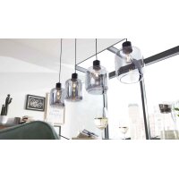 Interliving Leuchten Serie 9341 - Hängeleuchte Rauchglas & Mattschwarz – Länge ca. 115 cm