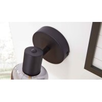 Interliving Leuchten Serie 9341 - Wandleuchte Rauchglas & Mattschwarz – Durchmesser ca. 10 cm