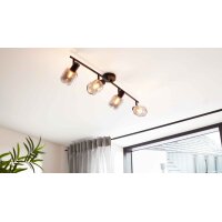 Interliving Leuchten Serie 9341 - Deckenleuchte Rauchglas & Mattschwarz – Länge ca. 89 cm