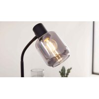 Interliving Leuchten Serie 9341 - Tischleuchte Rauchglas & Mattschwarz – Höhe ca. 43 cm