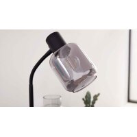 Interliving Leuchten Serie 9341 - Tischleuchte Rauchglas & Mattschwarz – Höhe ca. 43 cm