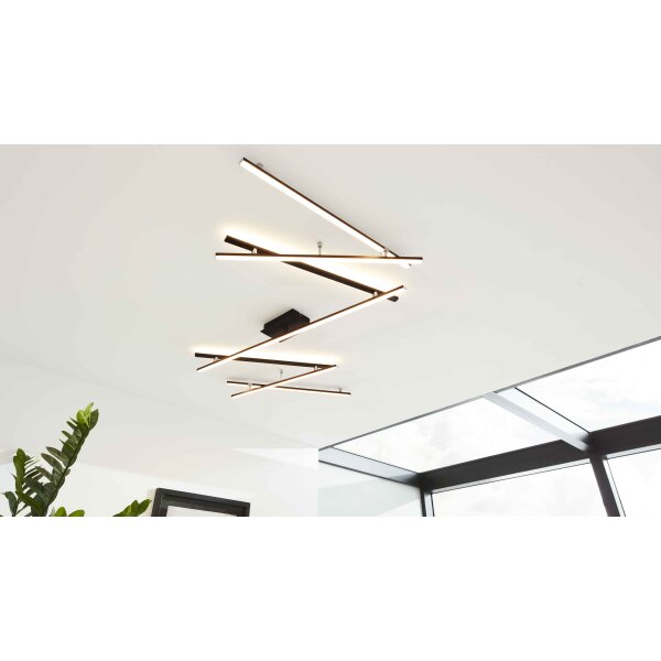 Interliving Leuchten Serie 9339 - Deckenleuchte Mattschwarz – Länge ca. 345 cm