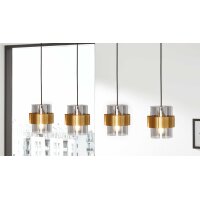Interliving Leuchten Serie 9333 - Hängeleuchte Rauchglas & Messing – Länge ca. 110 cm
