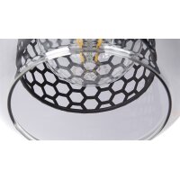 GLOBO Lampen Serie Ando - Hängelampe rauchfarbenes Glas & schwarzes Metall - Durchmesser ca. 23 cm