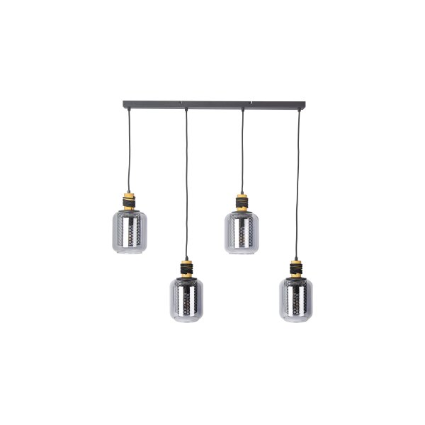 GLOBO Lampen Serie Ando - Hängelampe rauchfarbenes Glas & schwarzes Metall - Länge ca. 88 cm