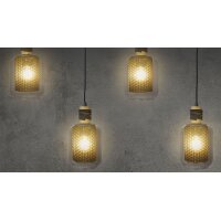 GLOBO Lampen Serie Ando - Hängelampe rauchfarbenes Glas & schwarzes Metall - Länge ca. 88 cm