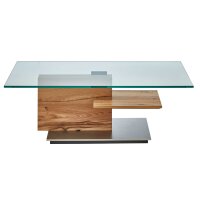 VENJAKOB Couchtisch 4420 Klarglas & rustico hell geölte Eiche - ca. 115 x 70 cm