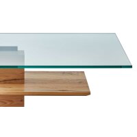 VENJAKOB Couchtisch 4420 Klarglas & rustico hell geölte Eiche - ca. 115 x 70 cm