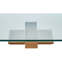 VENJAKOB Couchtisch 4420 Klarglas & rustico hell geölte Eiche - ca. 115 x 70 cm