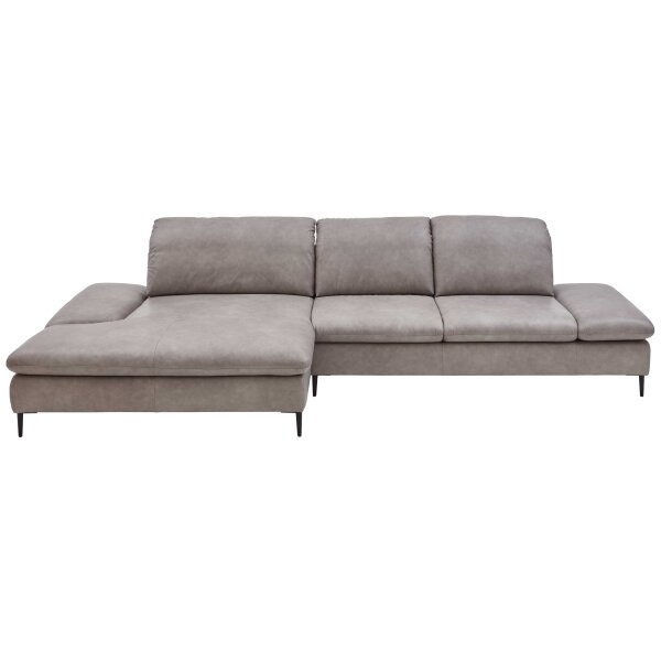 W.SCHILLIG Polsterserie Select Venus plus - Ecksofa mit Sitztiefenverstellung hellgraues Leder Z69-22 - Stellfläche ca. 181 x 349 cm